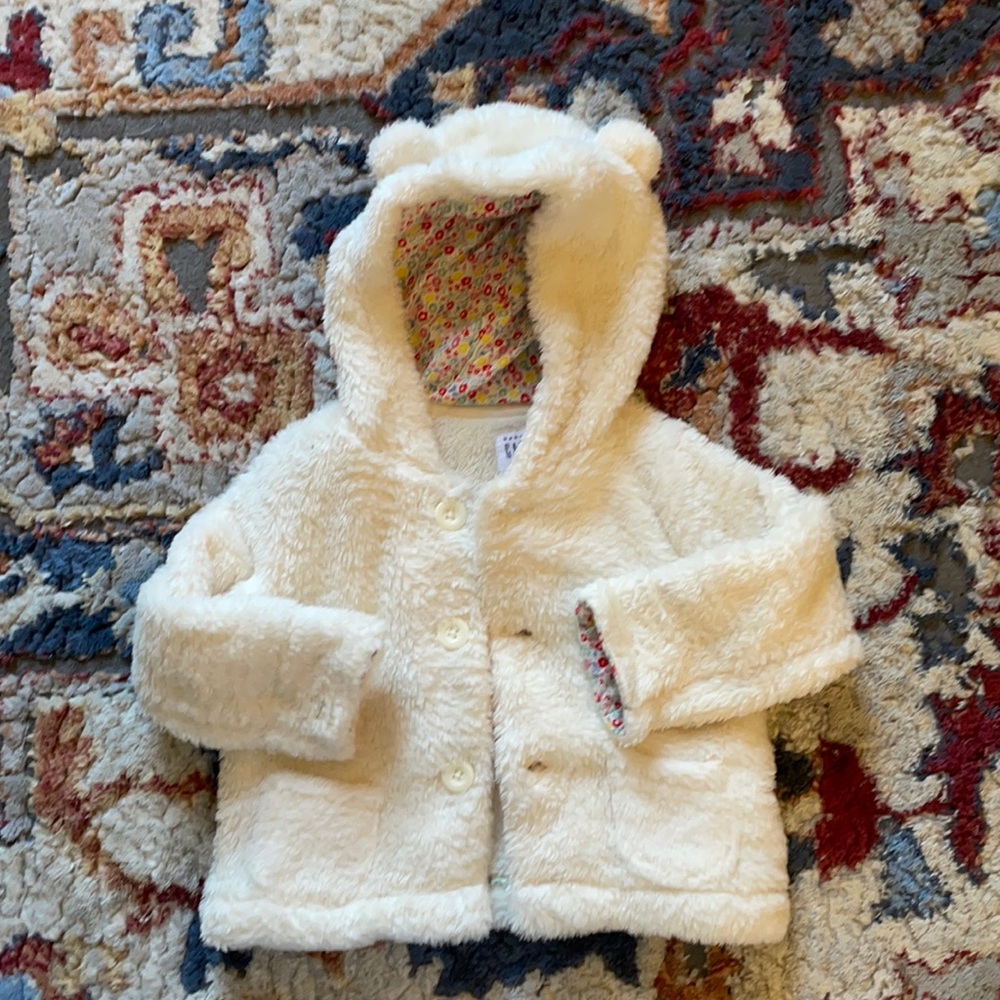 GAP kids furry coat with hood- size 12-18 months